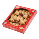 Neamu raspberry jam-filled cornulete, traditional Romanian sweet pastries, displayed on a plate.