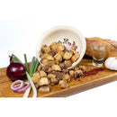 Slices of homemade pork jumari from DELUMANI, showcasing traditional cured mezeluri with a rich, savory appearance.