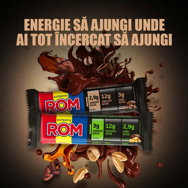 Rom baton cu proteine ciocolata, rom si cafea - Delumani - Magazin Online Romanesc 